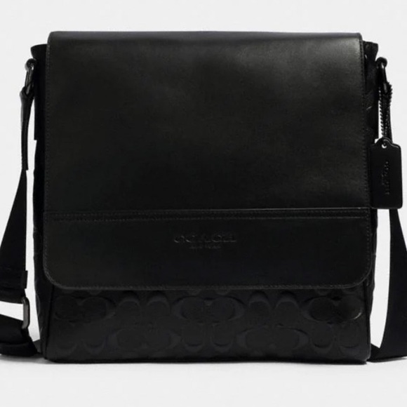 New Coach Houston Map Bag in Signature Leather 10 1/2" x 10 1/2"×3" new with tag - Picture 3 of 7